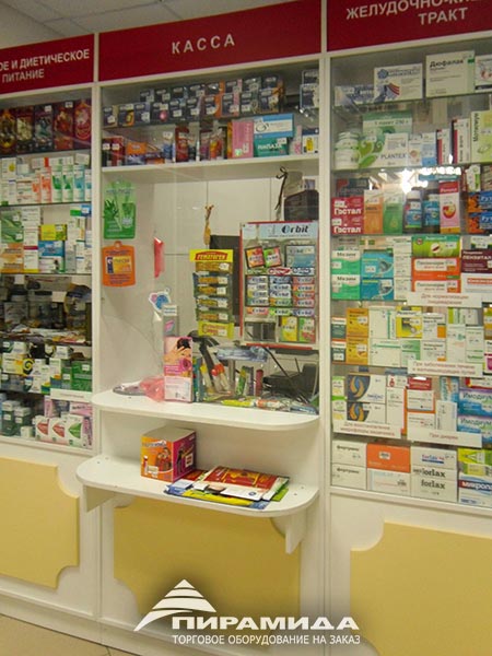 Расчетное место. Торговое оборудование для аптеки в Новосибирске на заказ